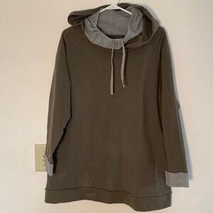 Neon Buddha Large women's oversized Cotton tunic hoodie olive green. New*